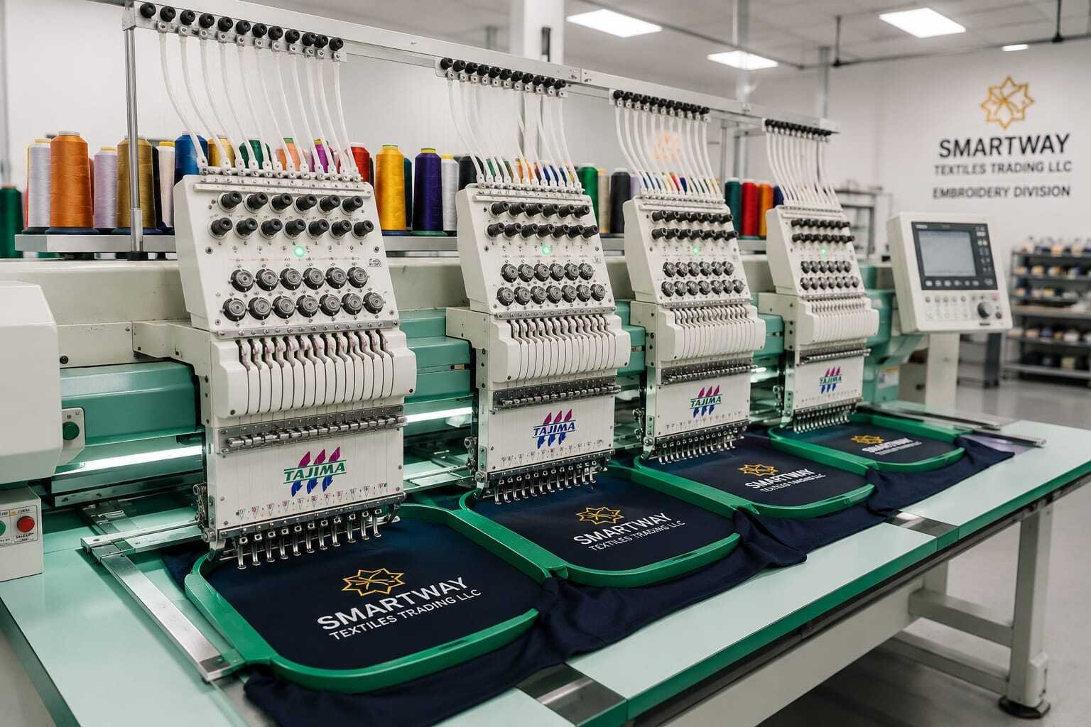 Embroidery machine row