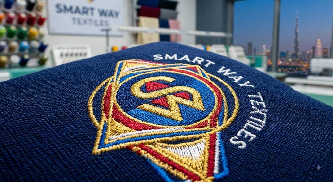 Close-up embroidered brand sample