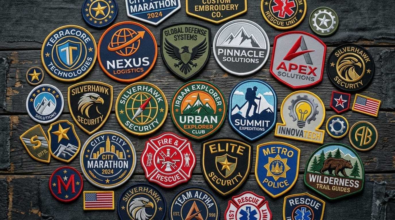 Wall of custom biker patches